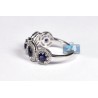 18K White Gold 1.57 ct Diamond Blue Sapphire Womens Ring