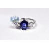 18K White Gold 2.09 ct Diamond Sapphire Womens Engagement Ring