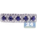 18K White Gold 0.58 ct Diamond Blue Sapphire Womens Band Ring