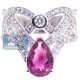 18K White Gold 3.72 ct Diamond Purple Sapphire Womens Ring