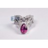 18K White Gold 3.72 ct Diamond Purple Sapphire Womens Ring