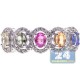 18K White Gold 1.46 ct Diamond Rainbow Sapphire Womens Ring