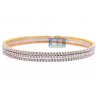 Womens Diamond Triple Bangle Bracelet 18K Three Tone Gold 6.4 ct