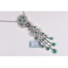 Womens Diamond Emerald Tassel Necklace 18K White Gold 5.17ct 18"