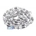 14K White Gold 6.09 ct Diamond Bead Link Mens Chain 30 Inches