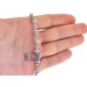Mens Diamond Custom Rectangle Link Chain 14K White Gold 3.43ct