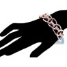 Womens Diamond Woven Link Bracelet 18K Rose Gold 3.79 ct 7.5"