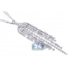 Womens Diamond Tassel Pendant Necklace 18K White Gold 3.07ct