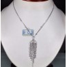 Womens Diamond Tassel Pendant Necklace 18K White Gold 3.07ct