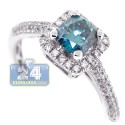 18K White Gold 1.14 ct Cushion Blue Diamond Engagement Ring