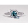 18K White Gold 1.14 ct Cushion Blue Diamond Womens Engagement Ring