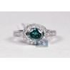 18K White Gold 2.88 ct Oval Blue Diamond Womens Engagement Ring