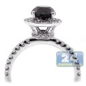 18K White Gold 2.13 ct Round Black Diamond Engagement Ring
