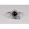 18K White Gold 2.13 ct Round Black Diamond Womens Engagement Ring
