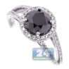18K White Gold 1.98 ct Black Diamond Womens Engagement Ring
