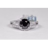 18K White Gold 1.98 ct Black Diamond Womens Engagement Ring