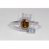 18K White Gold 1.67 ct Cushion Brown Diamond Womens Engagement Ring
