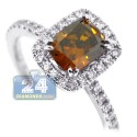 18K White Gold 1.67 ct Cushion Brown Diamond Engagement Ring