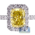 18K White Gold 3.30 ct Yellow Emerald Diamond Engagement Ring