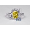 18K White Gold 3.30 ct Yellow Emerald Diamond Womens Engagement Ring