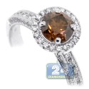 14K White Gold 1.49 ct Brown Diamond Womens Engagement Ring