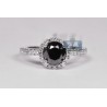 18K White Gold 2.14 ct Black Diamond Womens Engagement Ring