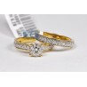 14K Yellow Gold 0.89 ct Diamond Womens Engagement 2 Rings Set