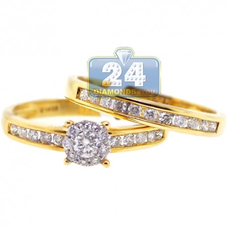 14K Yellow Gold 0.73 ct Diamond Womens Bridal Two-Ring Set