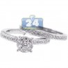 14K White Gold 1.69 ct Diamond Womens Engagement Set of 2 Rings