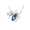 Womens Diamond Gemstone Spider Pendant 18K White Gold 4.87ct
