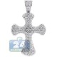 18K White Gold 1.15 ct Diamond Byzantine Cross Mens Pendant