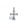 Mens Diamond Byzantine Cross Pendant Necklace 18K White Gold