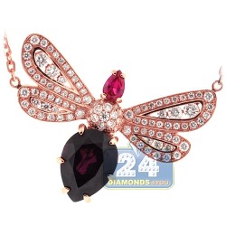 18K Rose Gold 2.16 ct Diamond Gemstone Butterfly Pendant