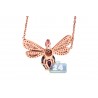 Womens Diamond Gemstone Butterfly Pendant 18K Rose Gold 2.16ct
