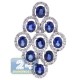 18K White Gold 4.50 ct Diamond Sapphire Halo Rhombus Pendant