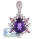 18K White Gold 4.34 ct Diamond Amethyst Sapphire Womens Pendant