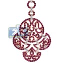 18K Rose Gold 3.26 ct Diamond Ruby Womens Chandelier Pendant