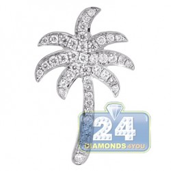 Womens Diamond Palm Tree Pendant Solid 18K White Gold 0.81ct