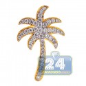 18K Yellow Gold 0.81 ct Diamond Palm Tree Womens Pendant