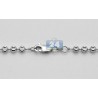 Solid 14K White Gold Moon Cut Beaded Ball Mens Army Chain 3mm