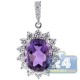 18K White Gold 5.32 ct Diamond Amethyst Womens Pendant