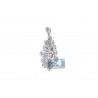 Womens Diamond Cluster Flower Pendant 18K White Gold 3.56 ct