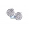 Womens Diamond Cluster Huggie Earrings 18K White Gold 4.50 ct