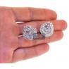 Womens Diamond Cluster Huggie Earrings 18K White Gold 4.50 ct