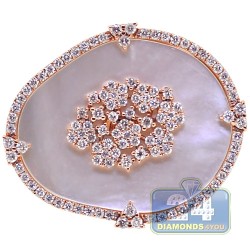 18K Rose Gold 0.83 ct Diamond Pearl Womens Flower Ring