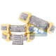 14K Yellow Gold 0.91 ct Diamond Pave Bridal Three Ring Set