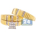 14K Yellow Gold 0.80 ct Diamond Wedding Set of His Hers Rings