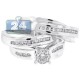 14K White Gold 0.64 ct Diamond Bridal 3 Rings Set