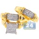 14K Yellow Gold 0.59 ct Diamond Pave Bridal Three Rings Set