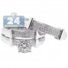 14K White Gold 0.56 ct Diamond Pave Bridal Three Rings Set